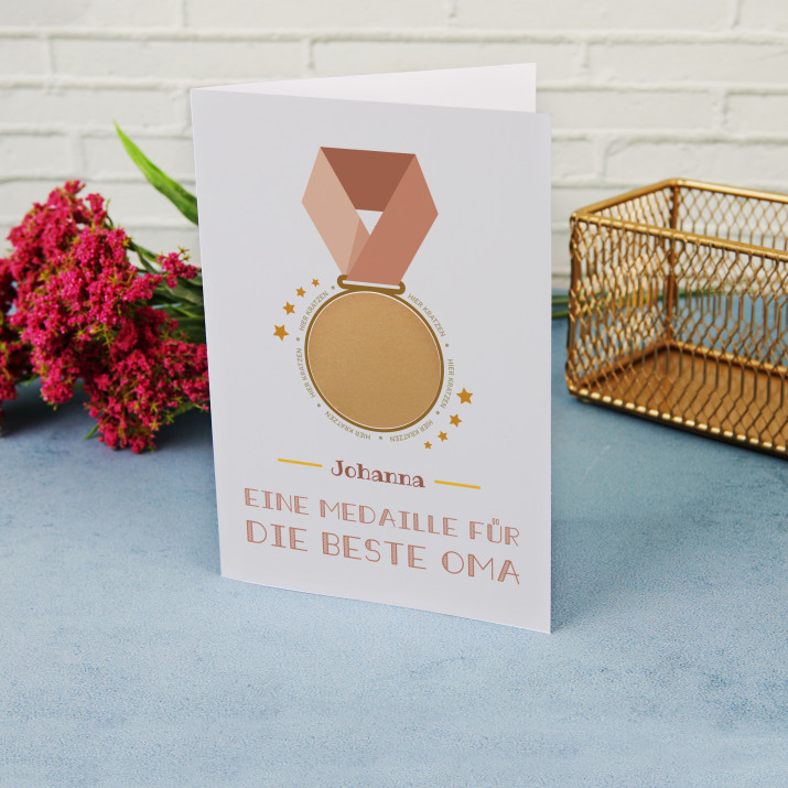 Medaille für Oma - Rubbelkarte